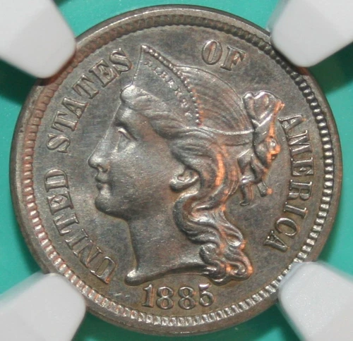 1885 Proof Three Cent Nickel - NGC PR 60 - 3CN
