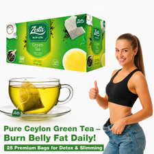 Pure Ceylon Green Tea 25 Tea Bags 37.5 g | Herbal Detox & Slimming | DDP - USA