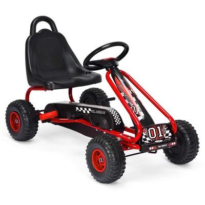Go Kart for Kids, 4 Wheel Pedal Powered Go Cart with Steering Wheels & Adjust...