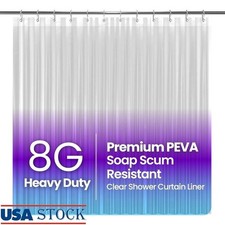 Waterproof PEVA Shower Curtain Liner Clear Durable Eco-Friendly W/ Magnets New