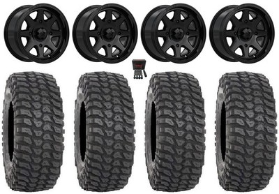 MSA Spark 15'' Wheels Gloss Blk 33'' XCR350 Tires Polaris Sportsman