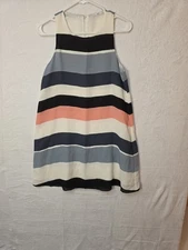 Striped Mini Shift Dress Multi Color Size Small.  (0066)