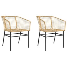 Outdoor Patio 2 pcs Poly Rattan Garden Chairs Set Outside Seats Chair Seating
