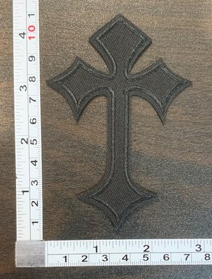 Black Gothic Cross Embroidered Iron On Patch