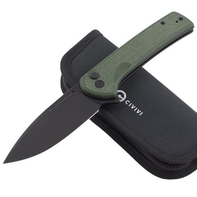 Civivi Conspirator Folding Knife Green Canvas Micarta Handle Pocket Clip