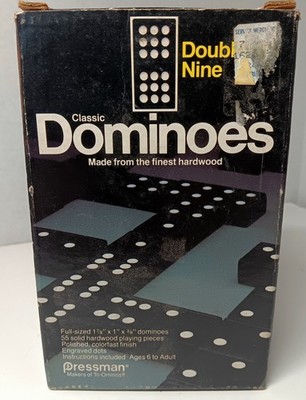 Pressman Domino's Double Nine Complete 55 Piece Set Vintage 1983 Hardwood Pieces
