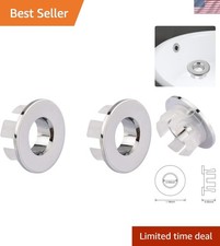Sink Basin Trim Overflow Cover Brass Insert in Hole Round Caps Chrome 2 PCS