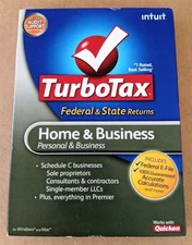 2009 Intuit TurboTax Home & Business Schedule C Federal+State CD Windows & Mac