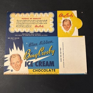 Bing Crosby Rare 1/2 Gallon Ice Cream Box.  Never Used. 1950s.
