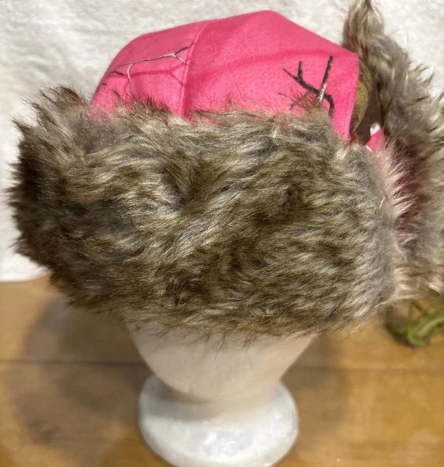 Sombrero trampero Hot Shot Realtree para mujer pequeño/mediano rosa camuflaje peludo 3M aislante Foto 2 de 4