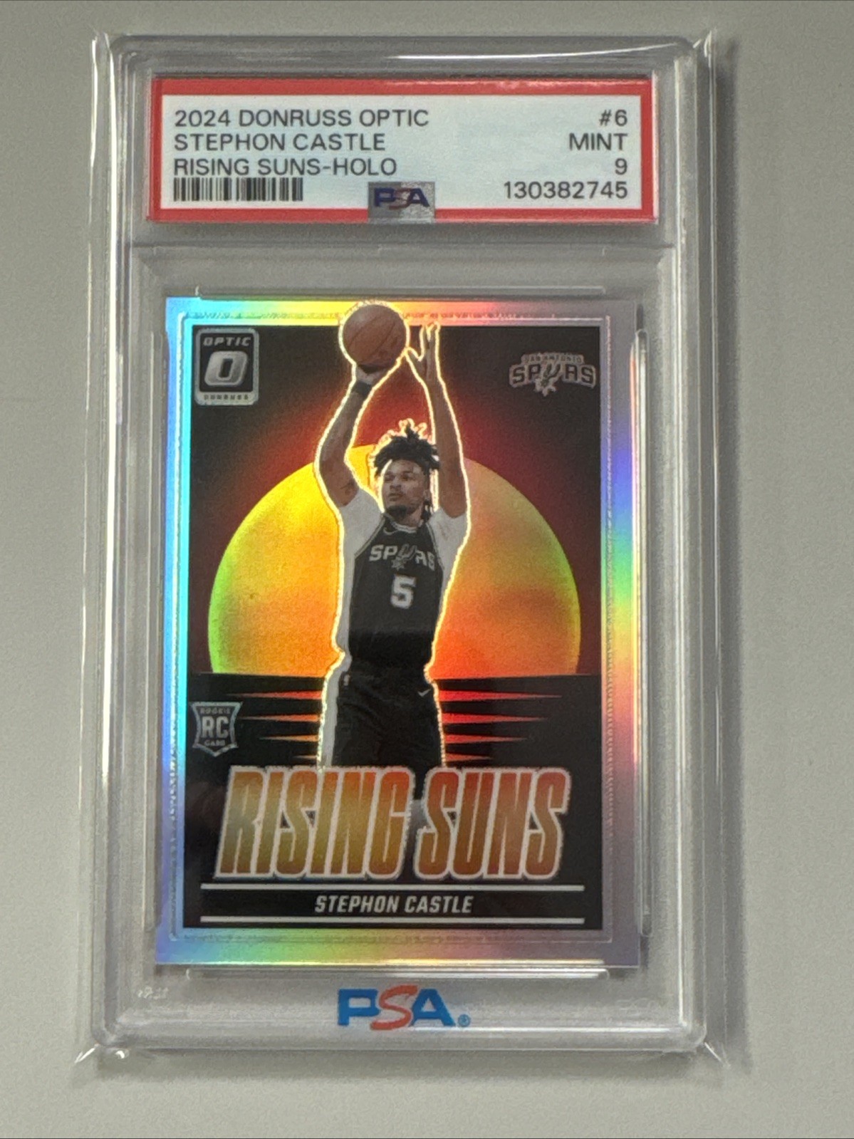 2024-25 Donruss Optic Stephon Castle Rising Suns Holo Psa 9
