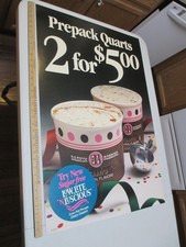 Baskin Robbins ice cream 1989 PREPACK QUARTS carton scoop TRY sugar free sign 2S
