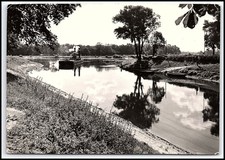 Vintage 1967 Nowa Sol Poland Port Basin Steamboat River Scene B&W Postcard K046