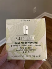 Clinique Beyond Perfecting Powder Foundation + Concealer: 15 Beige .51oz Full Sz