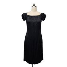 J.Crew Black Textured Acetate Puff Sleeve Midi Dress CI565 Size 4 NWT