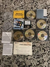 Vintage LOT Microsoft Windows Upgrade CD 95 97 98 Pro Series Boot Disc 5.0 Books
