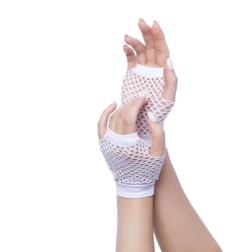 ALVOGIMOR 2 pares de guantes cortos de red sin dedos guantes de red de neón para blanco Foto 3 de 4