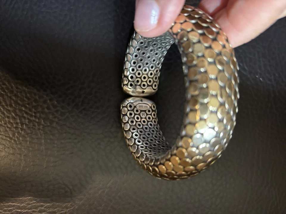 John Hardy女式大号弹性手镯18K金点925纯银 — 第 4/4 张图片