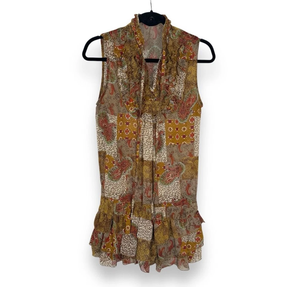 Túnica Dimri Mujer Talla Grande Boho Retazos Transparente Top Volantes Indie Artístico Foto 2 de 4