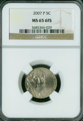 2007 P JEFFERSON NICKEL NGC MAC MS65 6FS BUSINESS STRIKE MAC SPOTLESS .