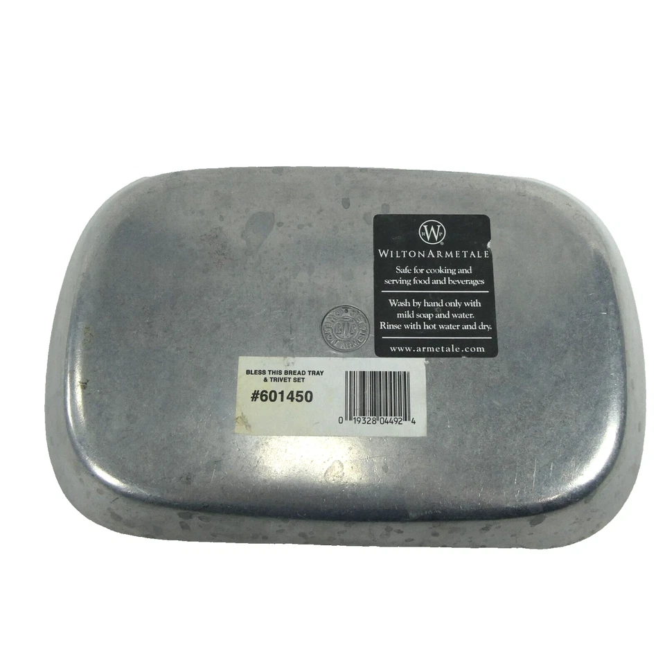 Lot of 2 Wilton Armetale Pewter Bless This House Home Sweet Home Serving Platter - Image 3 of 4