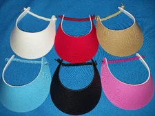 Ladies Women Sun Visor Hat, No Pinch, Adjustable, Black White, Pool Beach Walk