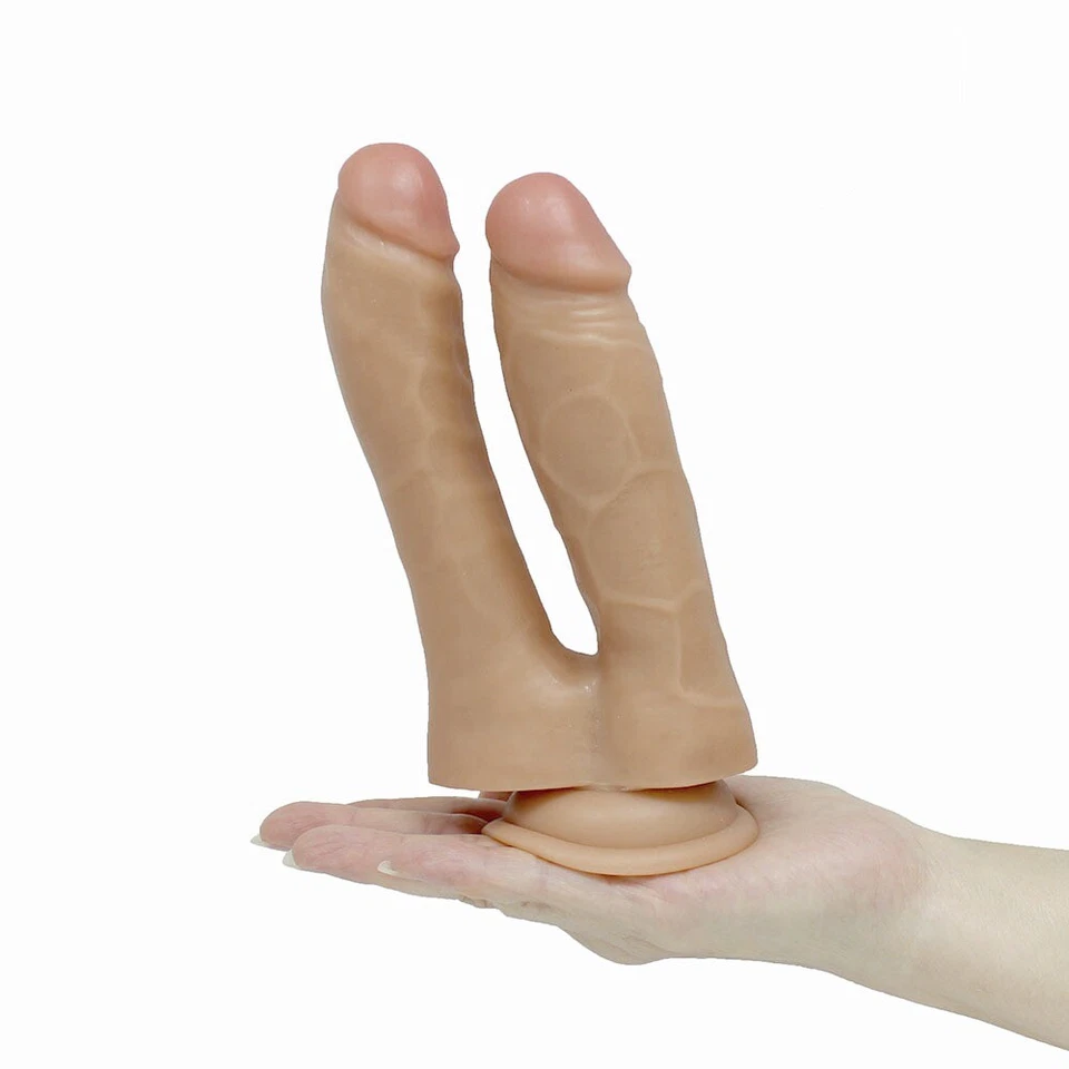 Realistic Double Penetration Vaginal Anal G-spot Dildo Dong DP Sex Toys - Image 2 of 4