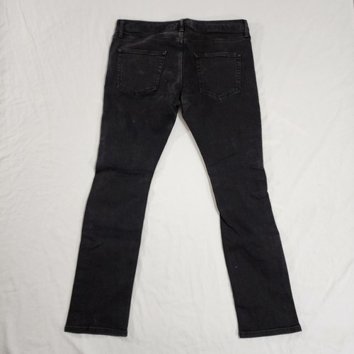 Topman Jeans Women's 34R Black Denim Stretch Slim Fit Button-Fly Distressed - Picture 11 of 13