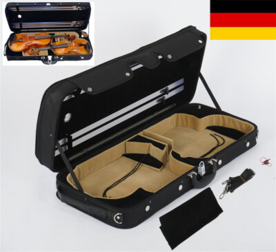 Violin Viola Doppeletui Double Case für 4/4 Violine 15-16,5 inch Viola 4 Bows DE