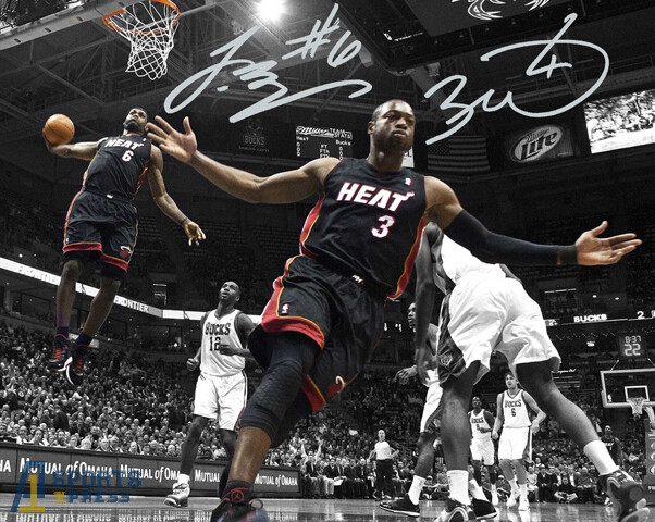 LeBron James Dwyane Wade Miami Heats Signed Photo Autograph Print
