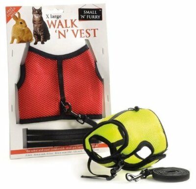 Haustiergeschirr & Leine Small n Furry Walk n Weste für Kaninchen Frettchen Katze XL
