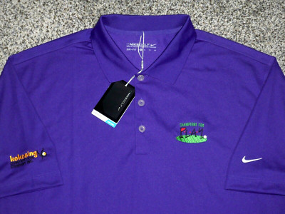 NWT Men's NIKE GOLF Dri-Fit Polo XL PURPLE w/Swoosh & Golf Logo ~ Poly