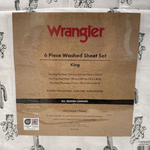 Wrangler 6 piece CACTUS Washed King Size Sheet Set Cowboy Southwestern Western - Picture 4 of 6