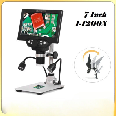 Digital Microscope 7 Inch Large Color Screen Large Base LCD Display 12MP 1-1200X
