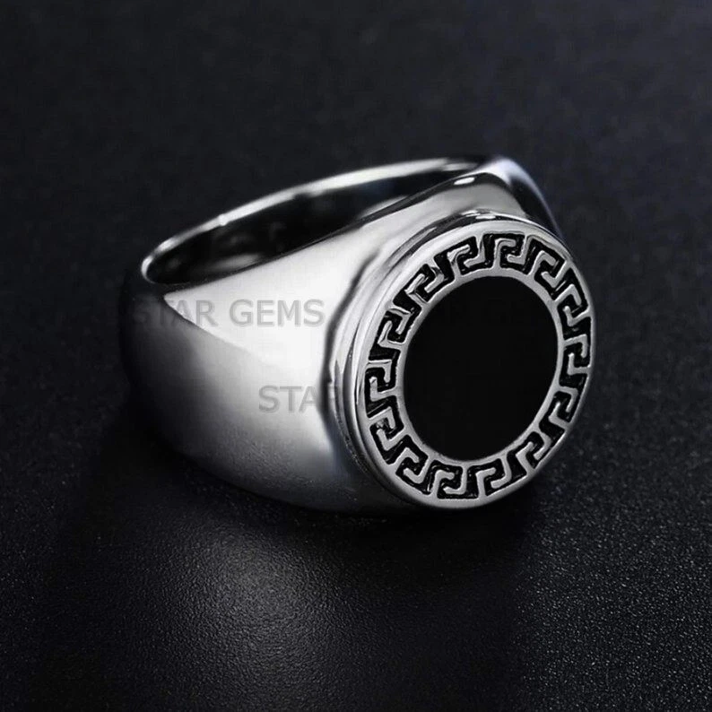 Black Onyx Gemstone Ring 925 Sterling Silver Handmade Jewelry Men’s All Size