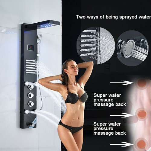 Duschpaneel Edelstahl LED Wasserfall Regendusche Massage Duschsäule Duscharmatur - Bild 127 von 220