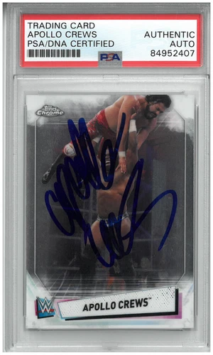 APOLLO CREWS SIGNED AUTOGRAPH SLABBED WWE 2021 TOPPS CHROME CARD PSA DNA