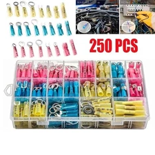 250x Heat Shrink Wire Connectors KIT Electrical Ring Fork Spade Crimp Terminals