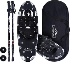 Onbrand Snowshoes Kit 8x25 with Bag and Poles Black - Fits Up to 180lbs