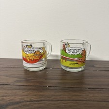 Pair Of Vintage McDonald’s Garfield Glass Mugs Cups 1978 Jim Davis Made In USA
