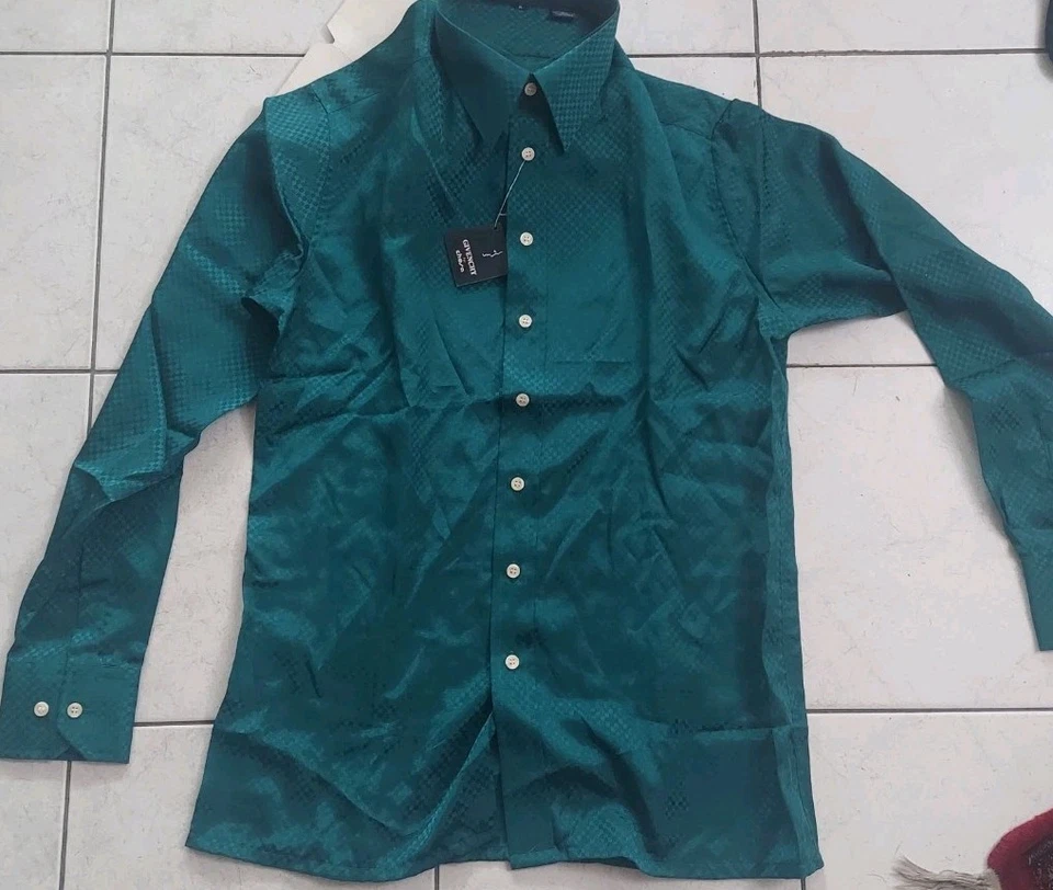 Новый с Ярлыками Мужские Givenchy для Chesa Y2K дизайнер кнопка рубашка размер M зеленый винтажный - Изображение 2 из 4