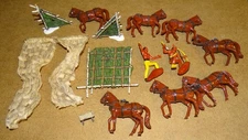 Playset Toys as found at an estate sale (metal horses, plastic Native Americans)