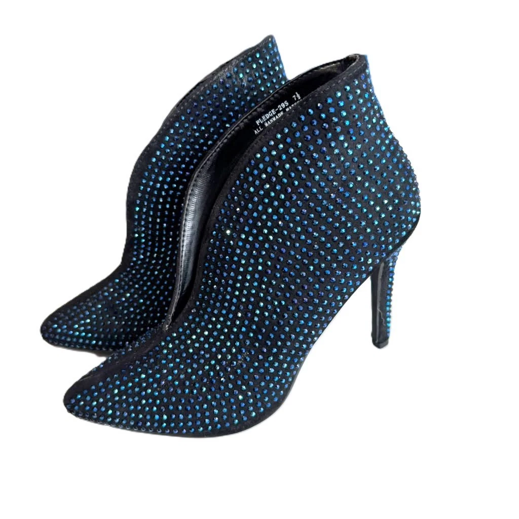 Bota de moda elegante adornada con tacón de aguja con estrás Anne Michelle PLEDGE 7,5