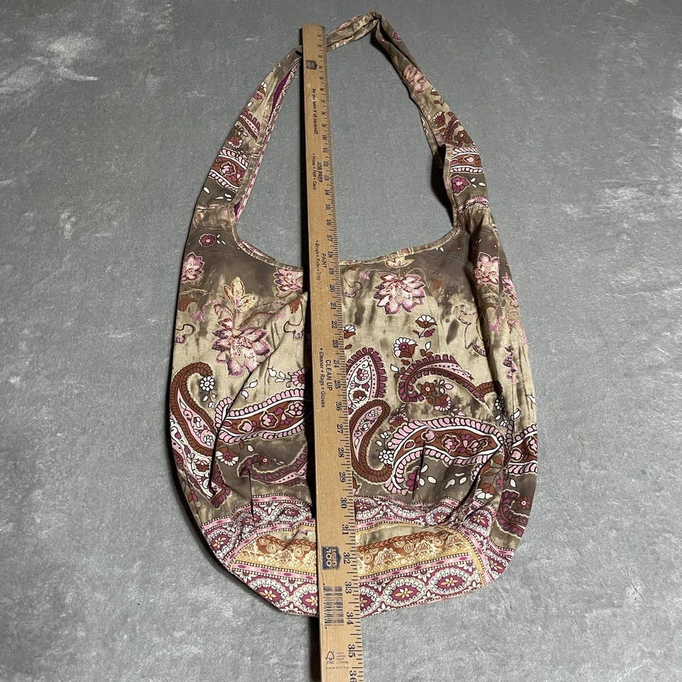 Y2K Old Navy Hobo Bag Brown Pink Floral Paisley Boho Hippie Fairy Shoulder Bag - Image 2 of 4