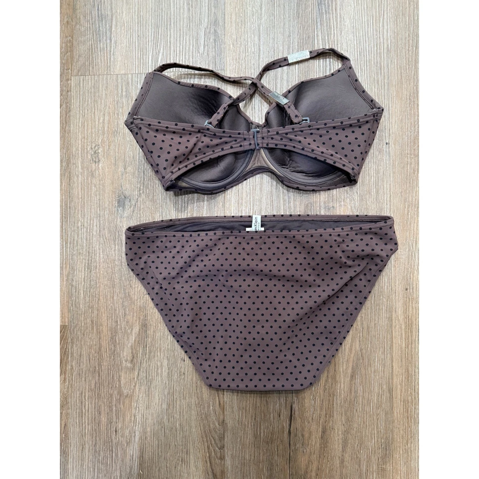 Calvin Klein Traje de baño Marrón Lunares Bikini Conjunto 34D Foto 4 de 4