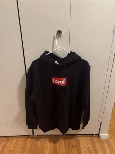 Sweat à capuche moyen noir rouge blanc « loyal » (style suprême)