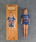 Vintage 1964 Ricky Doll & Box #1090 Mattel Barbie Skipper Friend, Blue Outfit