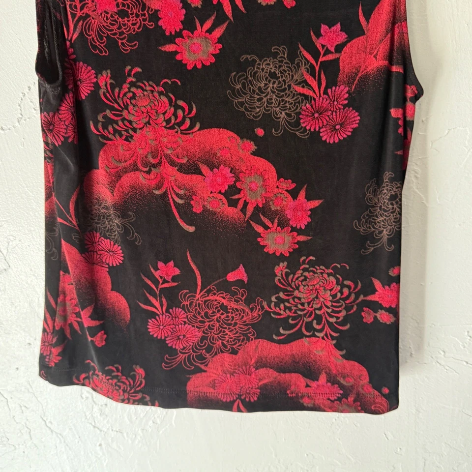 Camiseta sin mangas Christina Hope Petite M Y2k negra floral japonesa Grunge Whimsigoth Foto 3 de 4