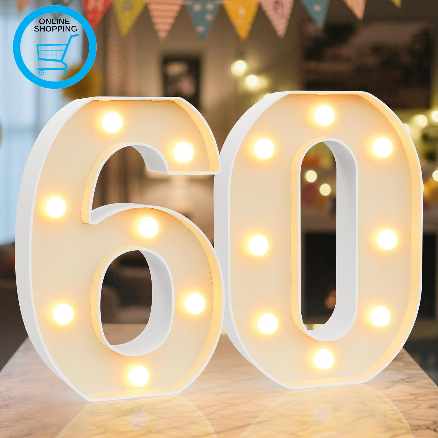 LED Light up Marquee Numbers Sign - Cool & Warm Light up Numbers for 60Th Birthd