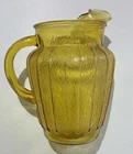 Vintage Amber Depression Glass 80 ounce Iced Ted Pitcher Jug Ice Catcher Spout